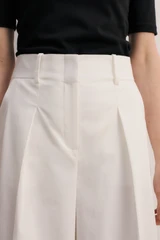 Lyon Cotton Cropped Palazzo Trousers Ivory
