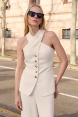 Clever Crepe Carinella Top Ivory