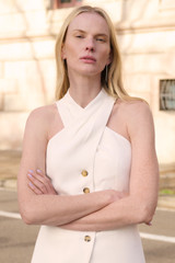 Clever Crepe Carinella Top Ivory