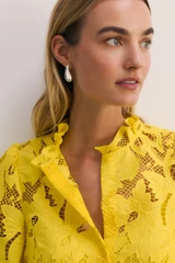 Sicilia Cotton Lace Dress Summer Yellow