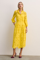 Sicilia Cotton Lace Dress Summer Yellow