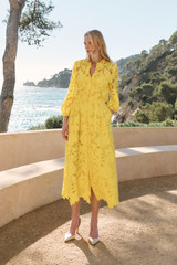 Sicilia Cotton Lace Dress Summer Yellow