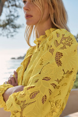 Sicilia Cotton Lace Dress Summer Yellow