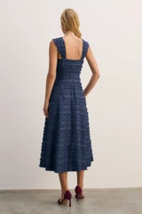 Marica Embroidered Cotton Dress Summer Navy