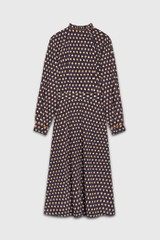 Aldbury Dress Navy Multicolour Ikat Geo Print Silk Aldbury Dress Navy Multicolour Ikat Geo Print Silk