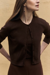 Tivra Cotton Cardigan Chocolate