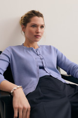 Tivra Cotton Cardigan Pale Blue