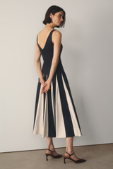 Salina Stretch Cotton Dress Navy And Stone
