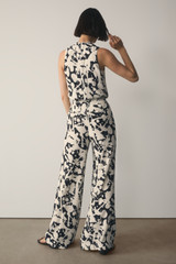 Arezzo Silk Trousers Made With Liberty Fabric Ivory And Black