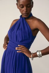 Rivara Silk Chiffon Maxi Dress Cobalt Blue