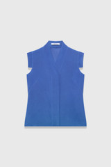 Bowery Sleeveless Blouse Cobalt Blue Stretch Silk