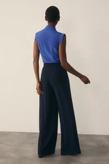 Bowery Sleeveless Blouse Cobalt Blue Stretch Silk