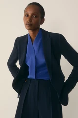 Bowery Sleeveless Blouse Cobalt Blue Stretch Silk