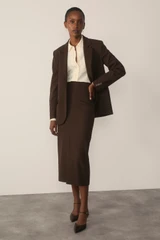 Clever Wool Blend Oliena Skirt Chocolate