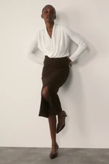 Clever Wool Blend Oliena Skirt Chocolate