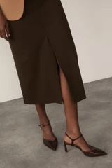 Clever Wool Blend Oliena Skirt Chocolate