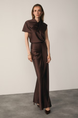 Ocana Satin Blouse Chocolate