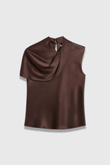 Ocana Satin Blouse Chocolate