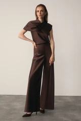 Lucena Satin Trousers Chocolate
