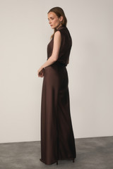 Lucena Satin Trousers Chocolate