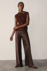 Lucena Satin Trousers Chocolate