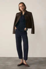 Clever Crepe Belleville Mid Sleeve Top Navy