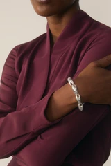 Bowery Stretch Silk Satin Blouse Plum
