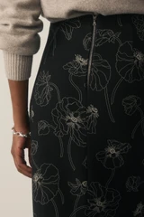 Camelia Wool Skirt Black And Ivory Manteco x Liberty Fabrics