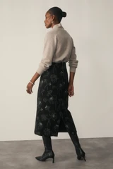 Camelia Wool Skirt Black And Ivory Manteco x Liberty Fabrics