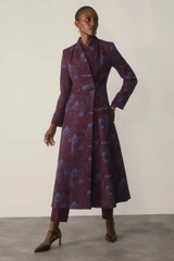 Ventello Wool Coat Plum And Blue Manteco x Liberty Fabrics