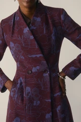 Ventello Wool Coat Plum And Blue Manteco x Liberty Fabrics