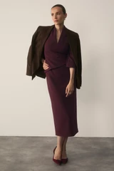Roseta Sculpt Stretch Crepe Dress Plum