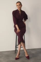 Roseta Sculpt Stretch Crepe Dress Plum