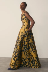Marsella Jacquard Gown Gold And Navy