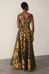 Marsella Jacquard Gown Gold And Navy