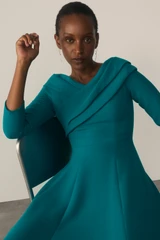 Palermo Wool Crepe Dress Kingfisher Blue