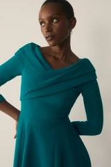 Palermo Wool Crepe Dress Kingfisher Blue