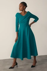 Palermo Wool Crepe Dress Kingfisher Blue