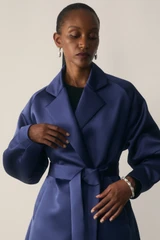 Celier Satin Coat Ink Blue