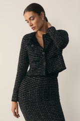 Hampton Tweed Knit Jacket Black And Ivory