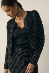 Hampton Tweed Knit Jacket Black And Ivory