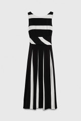 Camelot Sleeveless Dress Black And Ivory Stripe Premium Silk