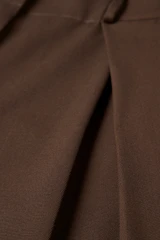 Clever Wool Blend Cortona Wide-Leg Trousers Chocolate