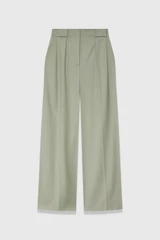 Clever Wool Blend Lyon Palazzo Trousers Sage Green