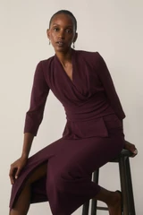 Clever Crepe Belleville Mid Sleeve Top Deep Plum