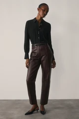 Vallier Leather Trousers Plum