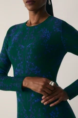 Varenna Jacquard Knit Dress Green And Navy