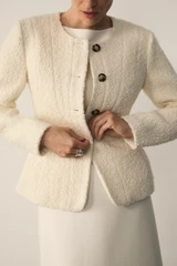 Sunbury Wool Blend Boucle Jacket Ivory