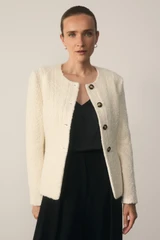 Sunbury Wool Blend Boucle Jacket Ivory