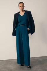 Clever Crepe Doppio Lyon Palazzo Trousers Dark Teal